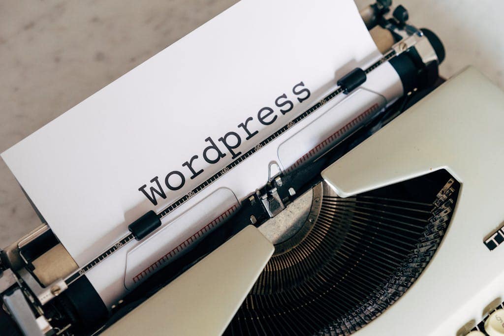 Close-up of a vintage typewriter with a paper displaying 'WordPress', ideal for blogging and writing concepts.rocket host.space